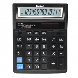 Калькулятор настольный, 14 разрядов, питание двойное, 203*158*31 мм Uniel UF-68