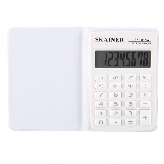 Калькулятор карманный, 88*58*10 мм, 8 разрядов SKAINER SK-108NWH