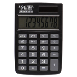 Калькулятор карманный, 8 разрядов, 88*58*10 мм SKAINER SK-108XBK