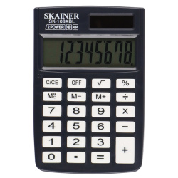 Калькулятор карманный, 88*58*10 мм, 8 разрядов SKAINER SK-108XBL