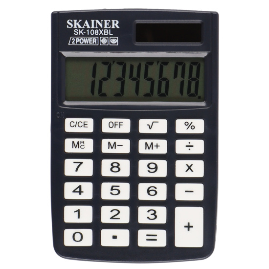 Калькулятор карманный, 88*58*10 мм, 8 разрядов SKAINER SK-108XBL