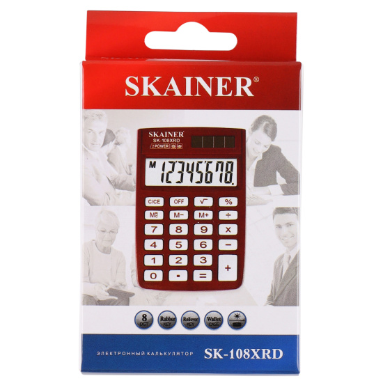 Калькулятор карманный, 88*58*10 мм, 8 разрядов SKAINER SK-108XRD