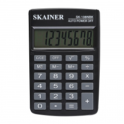Калькулятор карманный, 8 разрядов, 88*58*10 мм SKAINER SK-108NBK