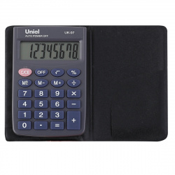 Калькулятор карманный, 8 разрядов, питание батарея, 88*58*6 мм Uniel UK-07