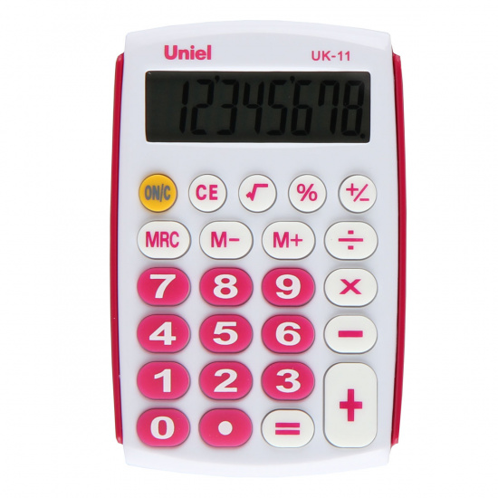 Калькулятор карманный, 8 разрядов, питание батарея, 97*62*11мм   Uniel UK-11R