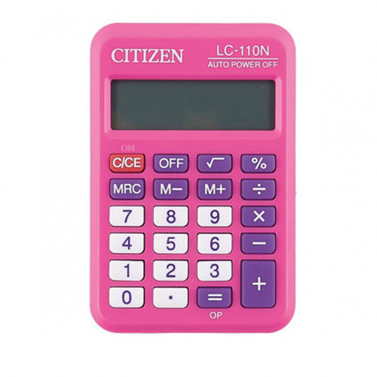 Калькулятор карманный 8 разрядов Citizen LC 110 NPKCFS питание от батарейки 87*58*12мм розовый