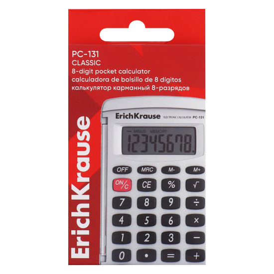 Калькулятор карманный, 90*60*8 мм, 8 разрядов PC-131 Classic Erich Krause 62015