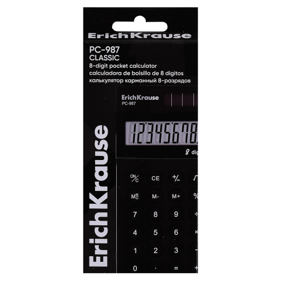 Калькулятор карманный, 120*55*10 мм, 8 разрядов PC-987 Classic Erich Krause 62008