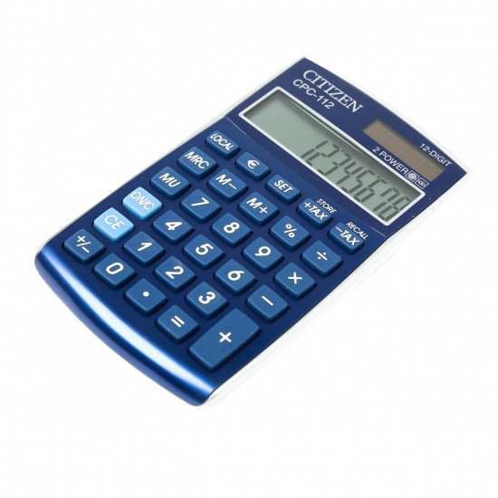 Калькулятор карманный, 12 разрядов, питание двойное, 120*72*9 мм Citizen CPC-112BLWB