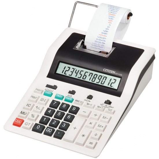 Калькулятор печатающий 12 разрядов Citizen CX 121 N 269*194*66мм белый/черный