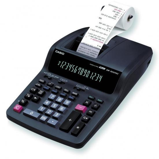 Калькулятор с печатающим устройством, 14 разрядов, питание от сети, 339*214*87мм   Casio DR-320TEC-EA-EC