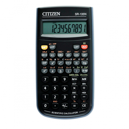 Калькулятор инженерный 8+2 разрядов Citizen SR 135 N питание от батарейки 154*84*19мм (128 функций) черный