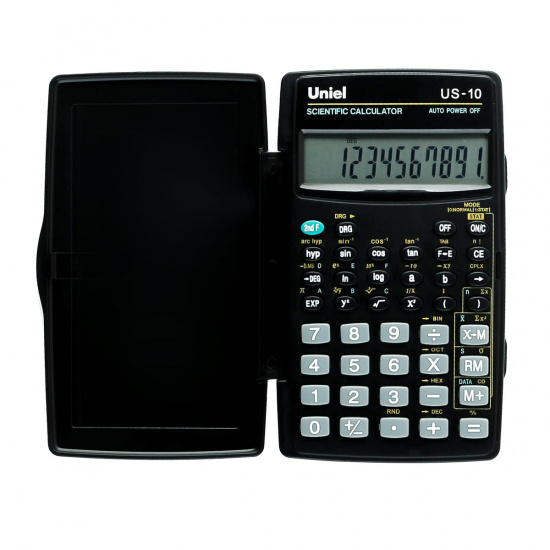 Калькулятор инженерный, 8+2 разряда, питание батарея, 120*72*11мм  (56 функций) Uniel US-10