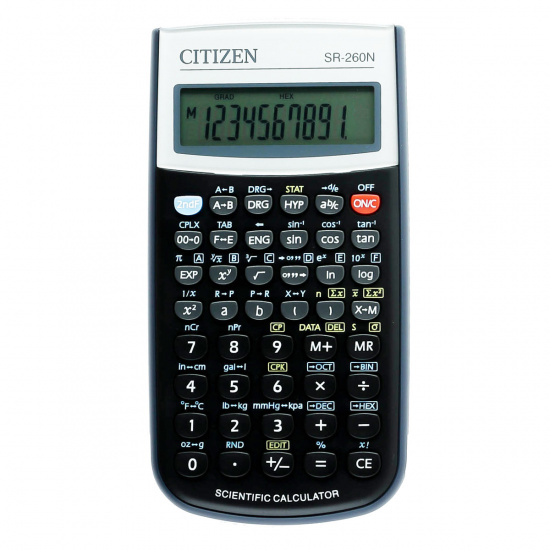 Калькулятор инженерный 10+2 разрядов Citizen SR-260N питание от батарейки 154*80*14мм (165 функций) ассорти