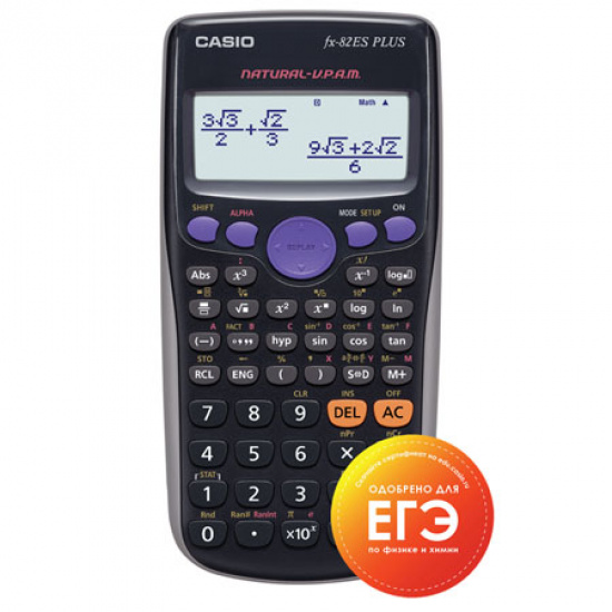 Калькулятор инженер Casio (10+2 разр) FX-82ESPLUSBKSBEHD 162*80*14мм (252 функц) черн