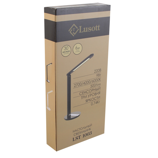 Светильник, тип лампы светодиодная, 9 W, подставка, черный, Lusott, LST 1003