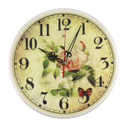 Часы настенные Ø 25 см Рубин 2524-121 Роза и бабочки