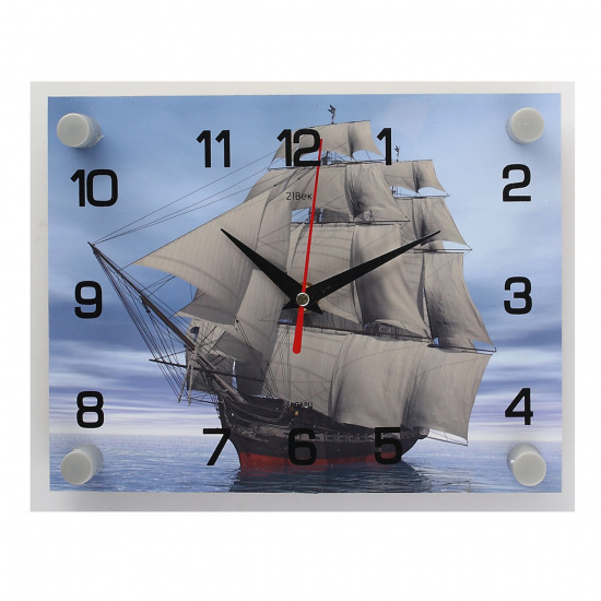 Часы настенные "Корабль" 25,5х20х4,5 (стекло, плавный ход) 2026-249