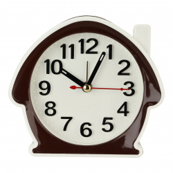 Часы-будильник настольные "Домик" B6-001 11,7х10,5 см пластик, ассорти
