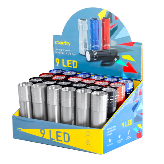 Фонарик SmartBuy SBF-103-B (9 св./диодов, батарейка/аккум.)