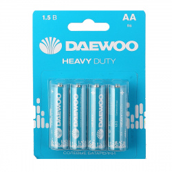 Батарейка Daewoo Heavy Duty солевая, R06, 4 шт, блистер с европодвесом