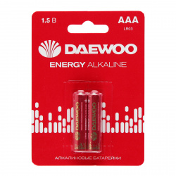 Батарейка Daewoo ENERGY алкалиновая, LR03, 2 шт, блистер с европодвесом
