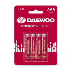 Батарейка Daewoo ENERGY алкалиновая, LR03, 4 шт, блистер с европодвесом