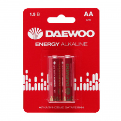 Батарейка Daewoo ENERGY алкалиновая, LR06, 2 шт, блистер с европодвесом