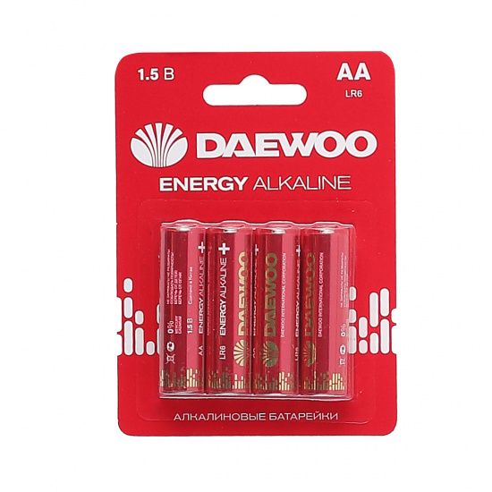 Батарейка Daewoo ENERGY алкалиновая, LR06, 4 шт, блистер с европодвесом