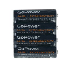 Батарейка, GoPower, солевая, R06, 4 шт, без блистера