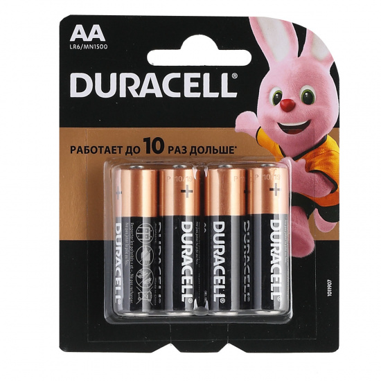 Батарейка Duracell Basic алкалиновая, LR06, 4 шт, блистер с европодвесом