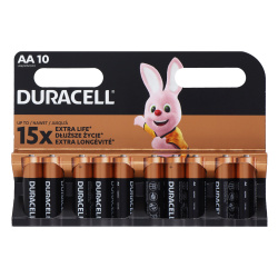 Батарейка, Duracell, алкалиновая, LR06, 10 шт, блистер с европодвесом