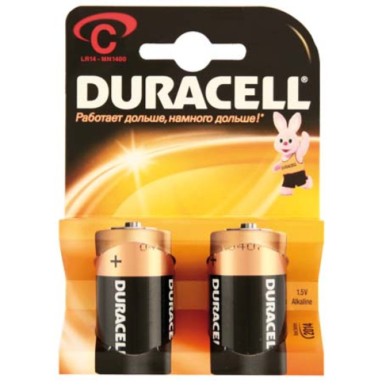 Батарейка, Duracell, алкалиновая, C (LR14), 2 шт, блистер с европодвесом