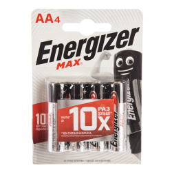 Батарейка, Energizer, MAX, алкалиновая, LR06, 4 шт, блистер с европодвесом