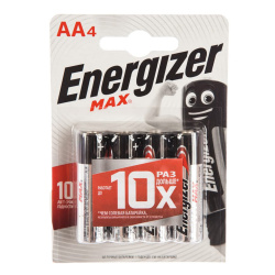 Батарейка Energizer MAX алкалиновая, LR06, 4 шт, блистер с европодвесом
