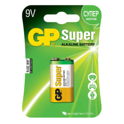 Батарейка, крона 9V, алкалиновая, 6LR61, 1 шт, блистер с европодвесом, GP, Super