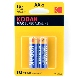 Батарейка, Kodak, MAX, алкалиновая, LR06, 2 шт, блистер с европодвесом