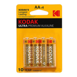 Батарейка, Kodak, ULTRA PREMIUM, алкалиновая, LR06, 4 шт, блистер с европодвесом