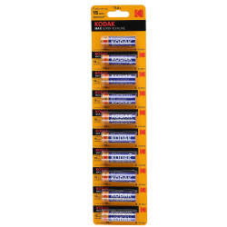 Батарейка Kodak MAX алкалиновая, LR06, 10 шт, блистер с европодвесом