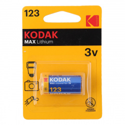 Батарейка Kodak литиевая, 123A, 1 шт, блистер с европодвесом