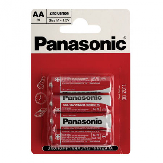 Батарейка Panasonic Zink Carbon солевая, R06, 2 шт, блистер с европодвесом