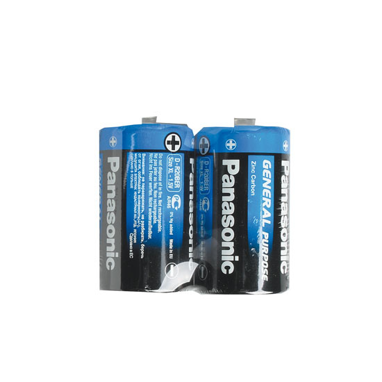 Батарейка Panasonic солевая, D (R20), 2 шт, без блистера