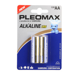 Батарейка, Samsung, Pleomax, алкалиновая, LR06, 2 шт, блистер с европодвесом