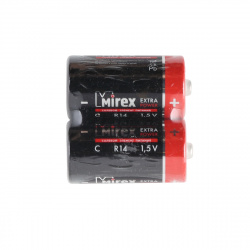 Батарейка Mirex Extra Power солевая, C (R14), 2 шт, без блистера