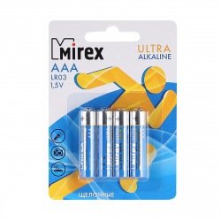 Батарейка Mirex Ultra Alkaline алкалиновая, LR03, 4 шт, блистер с европодвесом