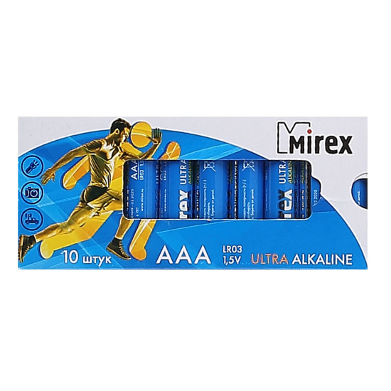 Батарейка Mirex алкалиновая, LR03, 10 шт, картонная коробка