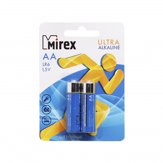 Батарейка Mirex алкалиновая, LR06, 2 шт, блистер с европодвесом