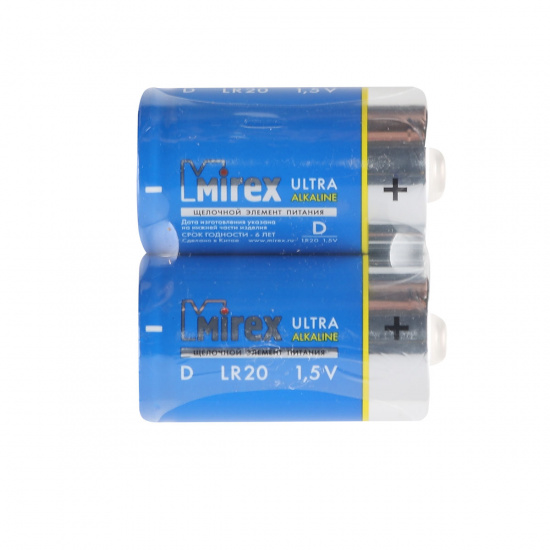 Батарейка Mirex Ultra Alkaline алкалиновая, D (LR20), 2 шт, без блистера