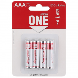 Батарейка Smart Buy ONE Eco Alkaline алкалиновая, LR03, 4 шт, блистер с европодвесом