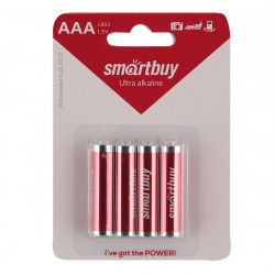 Батарейка Smart Buy Ultra Alkaline алкалиновая, LR03, 4 шт, блистер с европодвесом